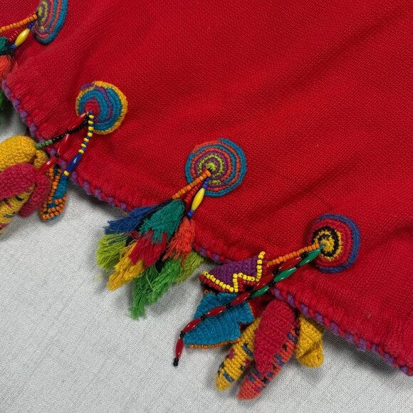 Vintage Michael Simons Embellished Beaded Sweater Red Tassel Knit Size Chest 39" - Picture 5 of 16